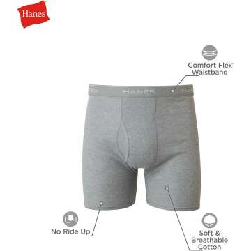 Hanes Men's Boxer Briefs - Soft Cotton & ComfortFlex