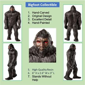 Jodges Trunk 6-Inch Bigfoot Statue – Big Foot Sasquatch Gifts for Men and Women – Bigfoot Gifts and Merchandise for Adults and Kids – Bigfoot Decor for Home and Office, Black