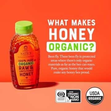 Nate's Organic Raw Unfiltered Honey - 16oz Bottle