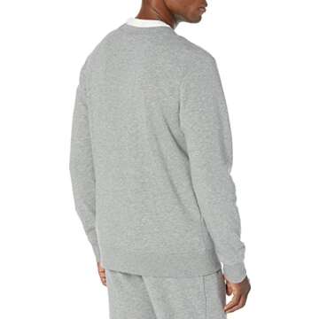 Amazon Essentials Men's Lightweight Long-Sleeve French Terry Crewneck Sweatshirt (Available in Big & Tall), Grey Heather, Large