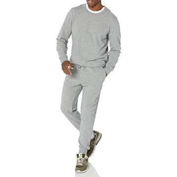 Amazon Essentials Men's Lightweight Long-Sleeve French Terry Crewneck Sweatshirt (Available in Big & Tall), Grey Heather, Large