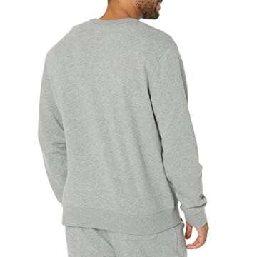 Amazon Essentials Men's Lightweight Long-Sleeve French Terry Crewneck Sweatshirt (Available in Big & Tall), Grey Heather, Large