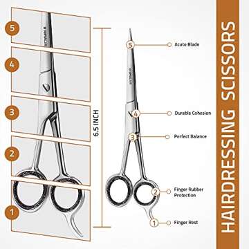 Utopia Care Hair Cutting and Hairdressing Scissors 6.5 Inch, Premium Stainless Steel shears with smooth Razor & Sharp Edge Blades, for Salons, Men & Women, Kids, Adults, & Pets - Silver