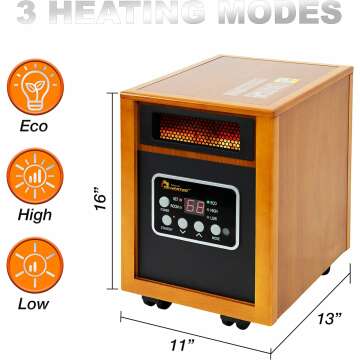 1500-Watt Dr Infrared Portable Space Heater in Cherry