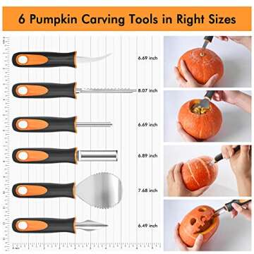 25 PCS Premium Halloween Pumpkin Carving Kit - Stainless Steel Tools & Stencils