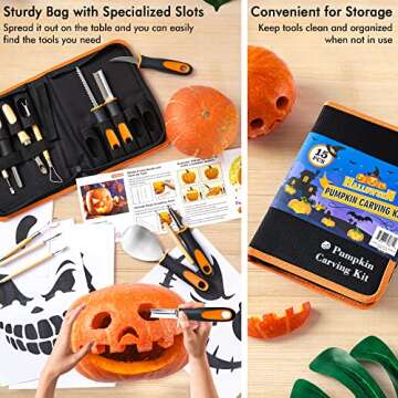 Halloween Pumpkin Carving Kit - 25 PCS Tools & Stencils