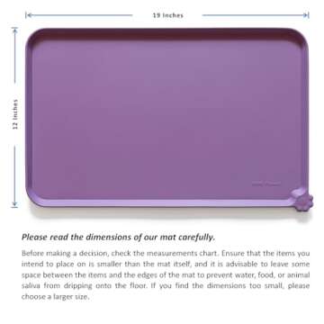 Hoki Found Silicone Pet Food Mats Tray - High-Lips Pet Dog Cat Bowl Mats - Dog Pet Cat Feeding Mat - Waterproof Dog Cat Food Mats -Pet Water Mats for floors - Amethyst