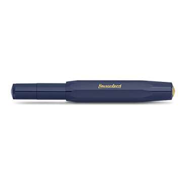 Kaweco CLASSIC SPORT Fountain Pen Navy Blue with 23 Carat Gold-Plated Steel Nib and Iridium Tip for Ink Cartridges I Sport Fountain Pen 13 cm I Nib: BB (Extra Broad)