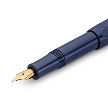 Kaweco CLASSIC SPORT Fountain Pen Navy Blue with 23 Carat Gold-Plated Steel Nib and Iridium Tip for Ink Cartridges I Sport Fountain Pen 13 cm I Nib: BB (Extra Broad)