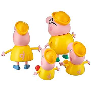 Peppa Pig Peppa’s Adventures Peppa’s Family Rainy Day Figure 4-Pack Toy Includes 4 Pig Family Figures in Raincoats, Ages 3 and up