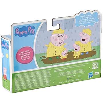 Peppa Pig Peppa’s Adventures Peppa’s Family Rainy Day Figure 4-Pack Toy Includes 4 Pig Family Figures in Raincoats, Ages 3 and up