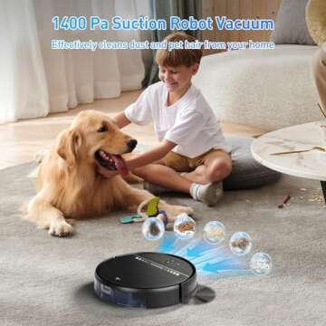 MANVN Robot Vacuum and Mop Combo, Robot Vacuum with Wi-Fi/APP, Self-Charging Robot Vacuum and Mop Ultra Slim Quiet, Ideal for Hard Floor, Pet Hair and Daily Cleaning (Renewed)