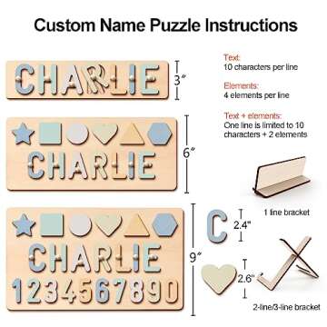 WNNNS Name Puzzle for Kids Personalized Wooden Shapes Puzzles for Toddlers 1-3 Peg Puzzle Educational Toys Learning Number Customized Baby Gifts for Boys Girls First Birthday