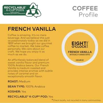 French Vanilla K-Cup Pods by Eight O'Clock Coffee