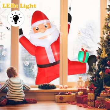 6 FT Christmas Inflatables - Climbing Santa LED Decoration