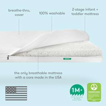 Newton Baby Essential Crib Mattress | Baby Mattress for Crib, Dual-Layer, Safe, 100% Breathable & Machine Washable Infant Crib Mattress, Removable Cover, Thick Cushion, White