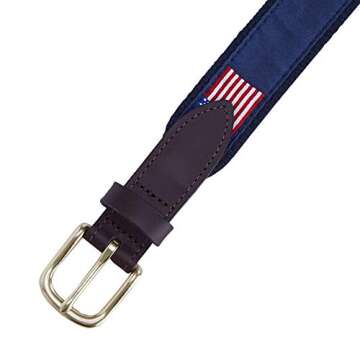 Vineyard Vines Boys American Flag Canvas Club Belt, Navy, 26 US