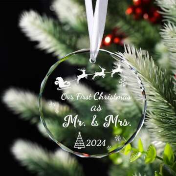 Our First Christmas as Mr& Mrs Ornament, Wedding Gifts, Bridal Shower Gifts, First Christmas Married Ornament 2024 Mr and Ms Smith Marriage Gifts, Bride, Wedding Gifts for Couple