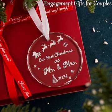 Our First Christmas as Mr& Mrs Ornament, Wedding Gifts, Bridal Shower Gifts, First Christmas Married Ornament 2024 Mr and Ms Smith Marriage Gifts, Bride, Wedding Gifts for Couple