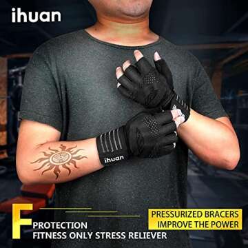 Ihuan Ventilated Weight Lifting Gloves with Wrist Support