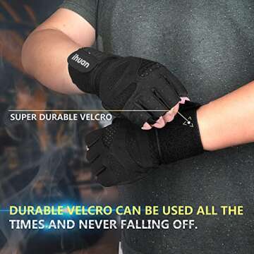 Ihuan Weight Lifting Gym Gloves with Wrist Strap