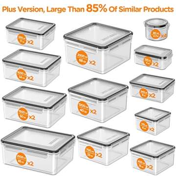 HOMETALL 52 Piece Airtight Food Storage Containers Set with Lids (26 Containers & 26 Lids),100% Leakproof Plastic Meal Prep Container Reusable, BPA Free Kitchen and Pantry Organization - Labels & Pen