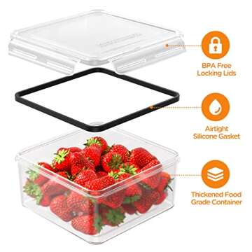 HOMETALL 52 Piece Airtight Food Storage Containers Set with Lids (26 Containers & 26 Lids),100% Leakproof Plastic Meal Prep Container Reusable, BPA Free Kitchen and Pantry Organization - Labels & Pen