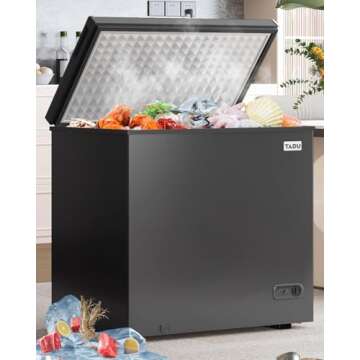 TABU 10.0 Cu Ft Chest Deep Freezer - Large, Versatile Storage, Adjustable Thermostat, Removable Basket