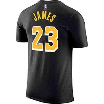 Outerstuff NBA Youth Performance Game Time Team Color Player Name and Number Jersey T-Shirt (Medium 10/12, Lebron James Los Angeles Lakers Black)