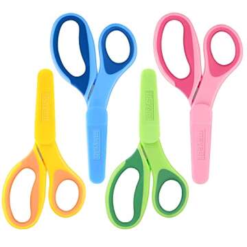 Kids Scissors, iBayam 5" Kid Scissors with Cover, Safety Small Scissors, Student Blunt Tip Scissors Christmas Gifts Stocking Stuffers for School Kids Age 4-7 8 9 10-12, Toddler Scrapbooking Craft Kits