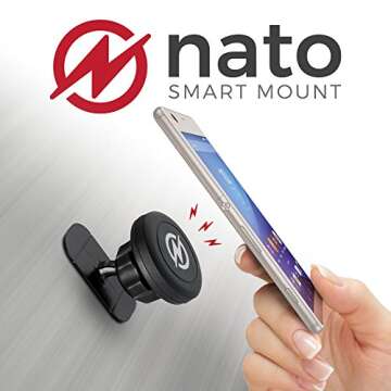 Nato Smart Mount - Multi-Purpose Magnetic Holder for Phones, Tablets, and Devices - Universal Stability in Cars, Homes, and Offices