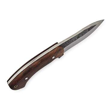 High Carbon Steel Knife - Handmade Full Tang Bushcraft Knife - Hunting Knife, Survival Knife, Fixed Blade Knife & Camping Knife - Camping Knives & Hunting Knives with Rosewood Handle & leather Sheath