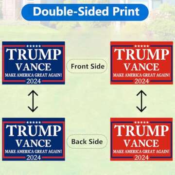 MAGJIUKE Trump Vance 2024 Yard Sign, Donald Trump President JD Vance Vice President 2024 Yard Signs, 18 "X 12" Double-Sided MAGA Sign, Metal H-Shaped Stake, Red And Blue 2-Pack