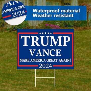 MAGJIUKE Trump Vance 2024 Yard Sign, Donald Trump President JD Vance Vice President 2024 Yard Signs, 18 "X 12" Double-Sided MAGA Sign, Metal H-Shaped Stake, Red And Blue 2-Pack