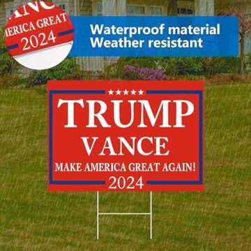 MAGJIUKE Trump Vance 2024 Yard Sign, Donald Trump President JD Vance Vice President 2024 Yard Signs, 18 "X 12" Double-Sided MAGA Sign, Metal H-Shaped Stake, Red And Blue 2-Pack