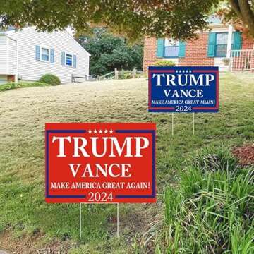 MAGJIUKE Trump Vance 2024 Yard Sign, Donald Trump President JD Vance Vice President 2024 Yard Signs, 18 "X 12" Double-Sided MAGA Sign, Metal H-Shaped Stake, Red And Blue 2-Pack