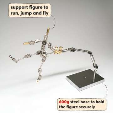 Kihomi Stop Motion Rig - Armature Rigging System for Stop Motion Animation Kit, Stainless Steel Rig Arm, Support Your Figures's Movement with 5 Connectors for Action Model, Puppet Max Payload 100g