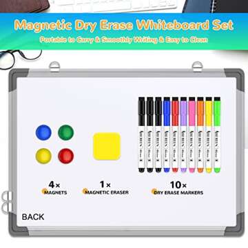 Small Weekly Calendar Dry Erase Whiteboard for Wall, 16" x 12" Magnetic Dry Erase Board, Hanging Double-Sided White Board, Portable Board for List, Kitchen, Planning, Memo, Home, Office