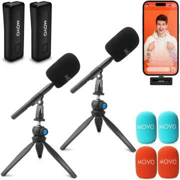 Movo Wireless Mini DI-DUO Microphone Bundle for iPhone