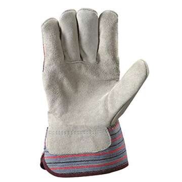 Wells Lamont Men's Leather Palm Work Gloves with Heavy Duty Reinforced Palm, Large (12T),Grey