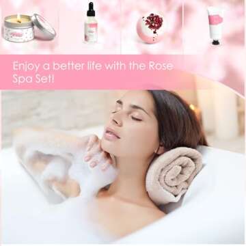 Rose Spa Gifts Set, Bath Gift Set for Women, Relaxing Spa Gifts, Bath Spa Gift Basket for Women, Self Care Gifts, Care Package, Home Spa Products, Birthday Gifts for Women, Rose Gifts (Rose)