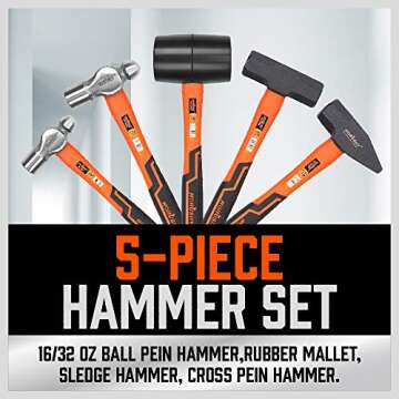 HORUSDY 5-Piece Hammer Set for Every Project - Durable & Versatile