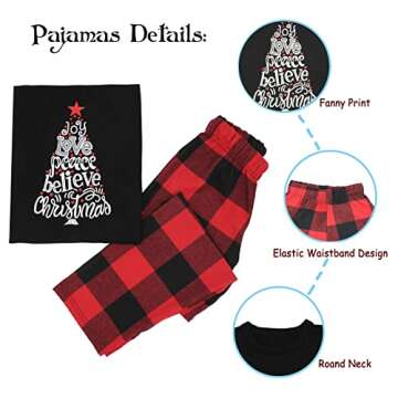 ANGELGGH Family Pajamas Matching Sets, Cute Christmas Printed 2 Piece Sleepwear, Holiday PJs Jammies for Couples/Women/Men (Youth, 2-3T, Black Joy)