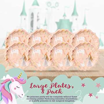 Magical Princess Party Bundle by Meri Meri | Stylish Partyware Includes Gold Foil Scalloped Dinner Plates, Dessert Plates, and Napkins | Classy Royal Décor for Events and Parties