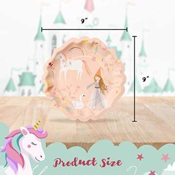 Magical Princess Party Bundle by Meri Meri | Stylish Partyware Includes Gold Foil Scalloped Dinner Plates, Dessert Plates, and Napkins | Classy Royal Décor for Events and Parties