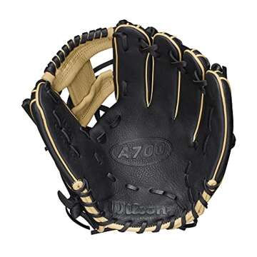 Wilson 2022 A700 11.5" Infield Baseball Glove - Black/Blonde/Red, Right Hand Throw