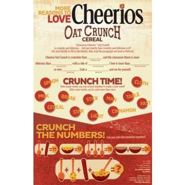 Cheerios Oat Crunch Cinnamon Oat Breakfast Cereal, Large Size, 18.2 oz (Pack of 4)