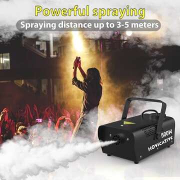 HOvicative Fog Machine, Smoke Machine, 500W and 2500CFM Fog with Wired Receiver and Wireless Remote Controls, fit for Outdoor, Parties, Stage Effect, Indoor, Disco, Halloween, Disinfection or Weddings