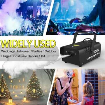 HOvicative Fog Machine, Smoke Machine, 500W and 2500CFM Fog with Wired Receiver and Wireless Remote Controls, fit for Outdoor, Parties, Stage Effect, Indoor, Disco, Halloween, Disinfection or Weddings