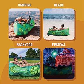 Chillbo Shwaggins Inflatable Couch – Cool Inflatable Chair. Upgrade Your Camping Accessories. Easy Setup is Perfect for Hiking Gear, Beach Chair and Music Festivals. (Green Leaf)